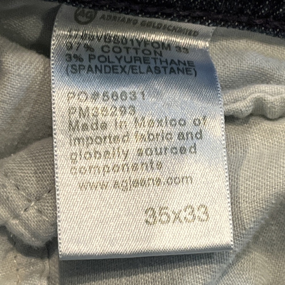 AG Adriano Goldschmied Tellis Men's Modern Slim Blue Jeans 35/33 - Picture 10 of 10